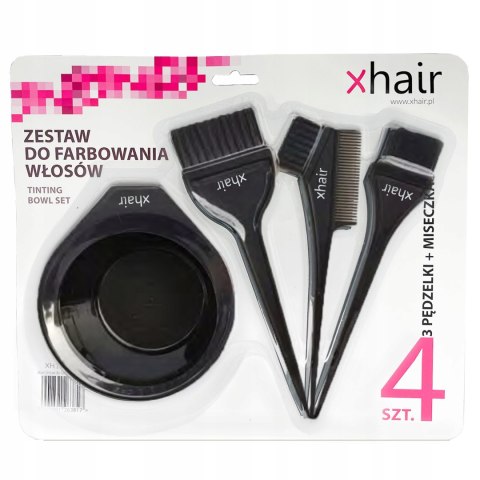 Xhair Zestaw do farbowania czarny 3 pędzelki plus miseczka XH110011