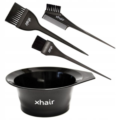 Xhair Zestaw do farbowania czarny 3 pędzelki plus miseczka XH110011