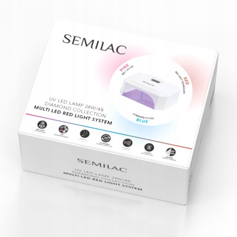 SEMILAC LAMPA UV LED DO PAZNOKCI HYBRYDY ŻELI MOCNA 24W/48 RED LIGHT SYSTEM