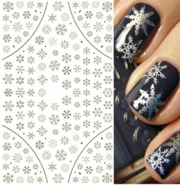 NAKLEJKA SAMOPRZYLEPNA CIENKA Srebrna Gwiazdki Śnieżynki F282 MOLLY NAILS