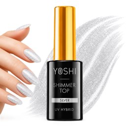 Yoshi Top do paznokci UV LED Shimmer Silver srebrne drobinki 10ml