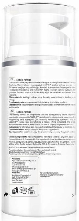 APIS Krem przeciwstarzeniowy do twarzy LIFTING PEPTIDE 0 SPF na dzień 100ml