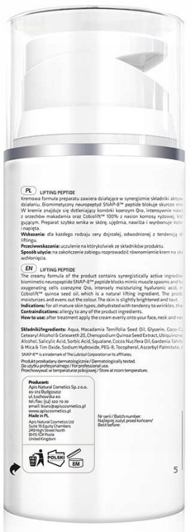 APIS Krem przeciwstarzeniowy do twarzy LIFTING PEPTIDE 0 SPF na dzień 100ml