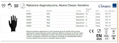RĘKAWICZKI NITRYLOWE CZARNE ABENA 100 SZT ROZMIAR L