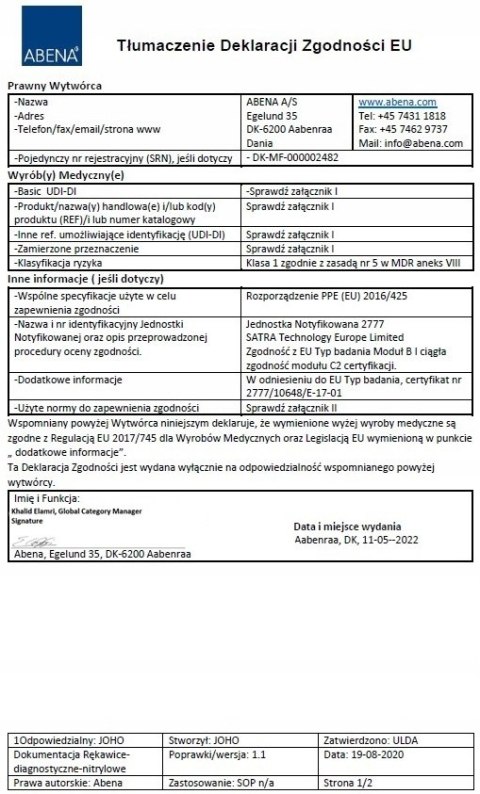 RĘKAWICZKI NITRYLOWE CZARNE ABENA 100 SZT ROZMIAR L