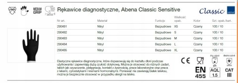 RĘKAWICZKI NITRYLOWE CZARNE ABENA 100 SZT ROZMIAR M