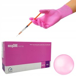 Rękawiczki Nitylowe Bezpudrowe Zarys Różowe Jednorazowe 100szt Rozmiar XS