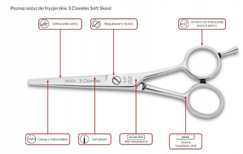 3CLAVELES Nożyczki do strzyżenia 5,5" 12755
