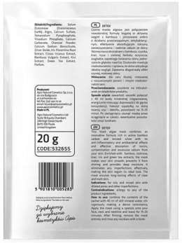 APIS Maska algowa z węglem z bambusa DETOKSYKUJĄCA 20g