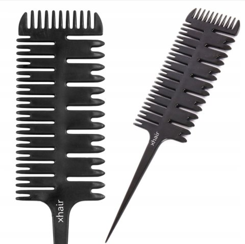 XHAIR Grzebień fryzjerski do zabiegów czarny do pasemek XH000005