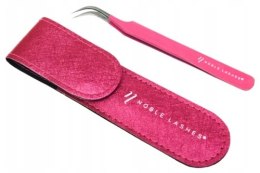 NOBLE LASHES Pęseta Różowa Zakrzywiona + etui