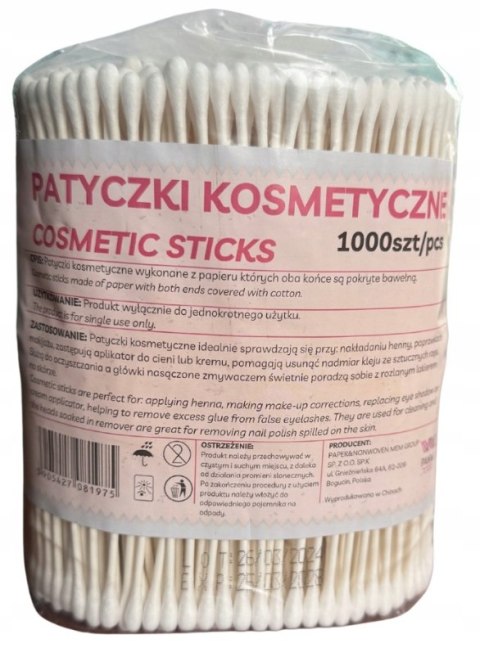 PATYCZKI KOSMETYCZNE BAWEŁNIANE 1000 SZT