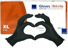 Rękawiczki Nitylowe Bezpudrowe Czarne Jednorazowe 100szt Rozmiar XL Abena