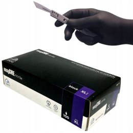 Rękawiczki Nitylowe Bezpudrowe Zarys Czarne Jednorazowe 100szt Rozmiar XL