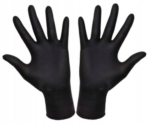 Rękawiczki Nitylowe Bezpudrowe Zarys Czarne Jednorazowe 100szt Rozmiar XL