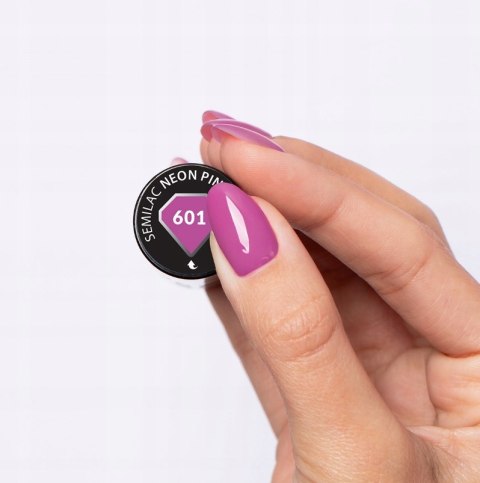 SEMILAC Neon Pink Punch Lakier Hybrydowy do paznokci 7ml Różowy 601