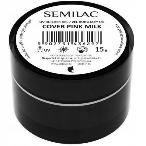 SEMILAC Żel budujący UV COVER PINK MILK 15g