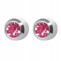 STUDEX KOLCZYKI MINI CYRKON RÓŻOWY OPRAWA PEŁNEJ SREBRNY 1 PARA SYSTEM PLUS