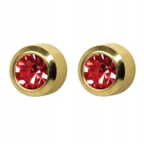 STUDEX KOLCZYKI RUBIN OPRAWA PEŁNA ZŁOTA 1 PARA SYSTEM PLUS