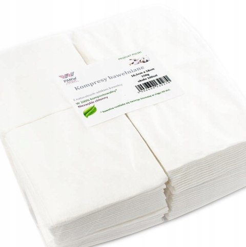 KOMPRESY BAWEŁNIANE 16,5x18cm 100 szt