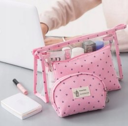 Kosmetyczka damska różowa 3 części