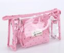 Kosmetyczka damska różowa 3 części