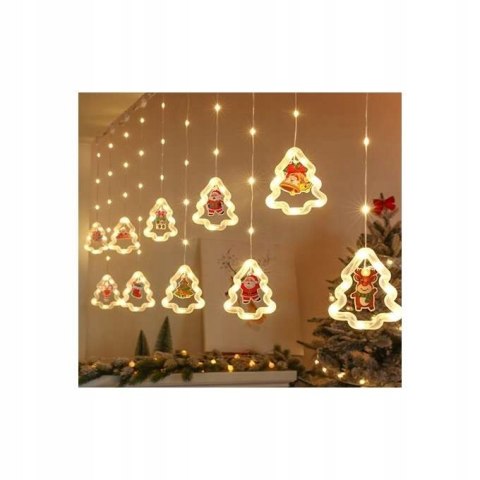LAMPKI LED KURTYNA Z FIGURKAMI BOŻE NARODZENIE 10 ŻARÓWEK 3m