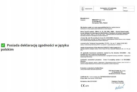 MEDISEPT Preparat do dezynfekcji powierzchni Velox Top AF 1L gotowy roztwór