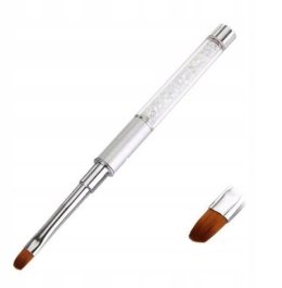 PĘDZEL okrągły do żelu #8 z kryształkami CLEAR