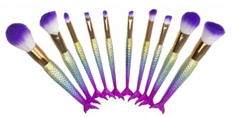 Pędzel Zestaw Pędzli do makijażu 10 szt. SYRENKA 2 do twarzy brwi powiek