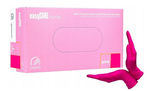 RĘKAWICZKI NITRYLOWE RÓŻOWE ZARYS 100SZT ROZMIAR S