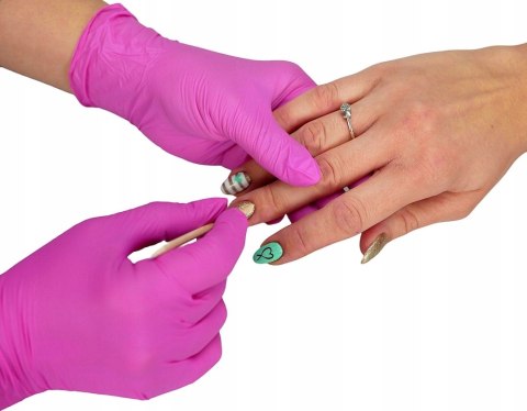 RĘKAWICZKI NITRYLOWE RÓŻOWE ZARYS 100SZT ROZMIAR S